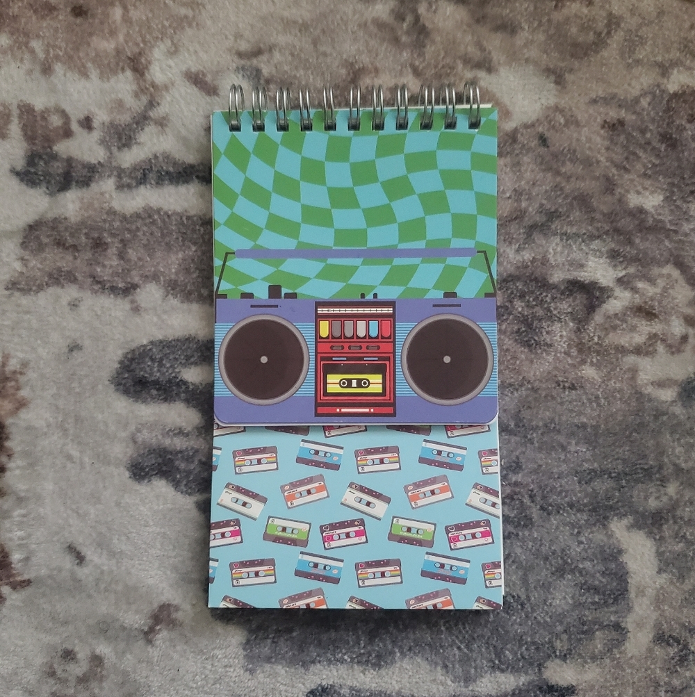 Retro Boombox and Cassette Notebook